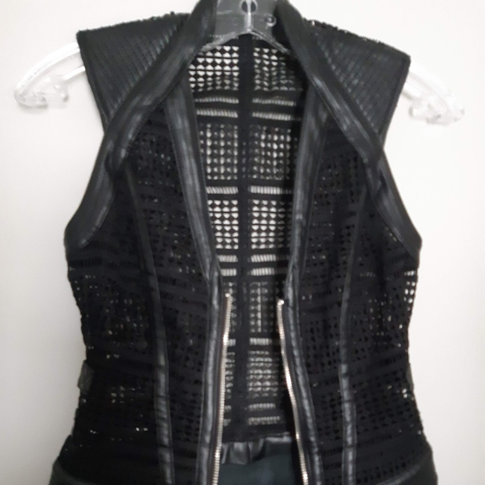 Bebe "Mia" Faux Leather & Mesh Vest